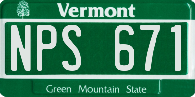 VT license plate NPS671
