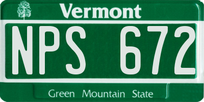 VT license plate NPS672