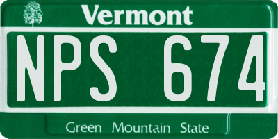 VT license plate NPS674