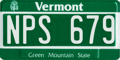 VT license plate NPS679