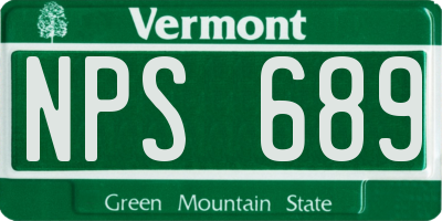 VT license plate NPS689