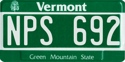 VT license plate NPS692