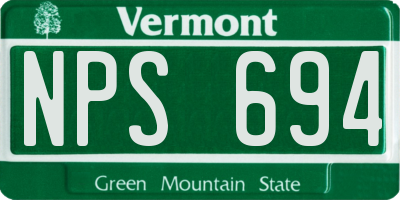 VT license plate NPS694