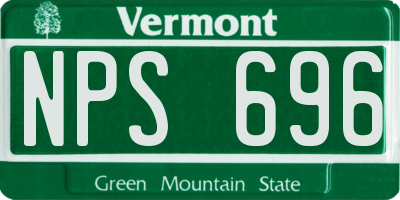 VT license plate NPS696