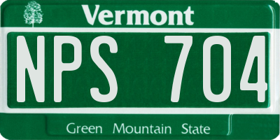 VT license plate NPS704