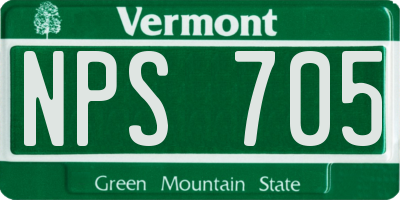 VT license plate NPS705