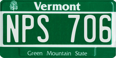 VT license plate NPS706