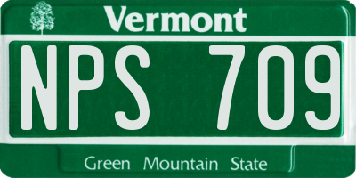 VT license plate NPS709