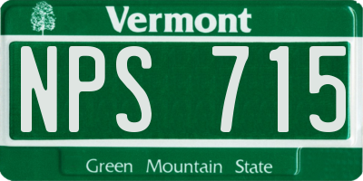 VT license plate NPS715