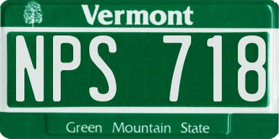 VT license plate NPS718