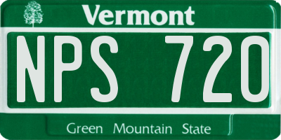 VT license plate NPS720