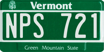 VT license plate NPS721