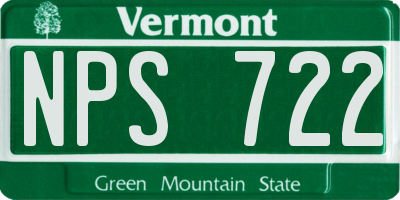 VT license plate NPS722