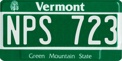 VT license plate NPS723