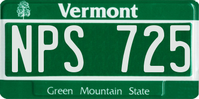VT license plate NPS725