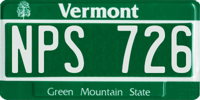 VT license plate NPS726