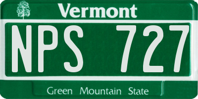 VT license plate NPS727