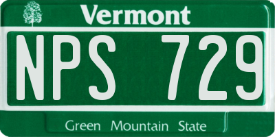 VT license plate NPS729
