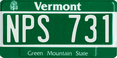 VT license plate NPS731