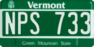 VT license plate NPS733