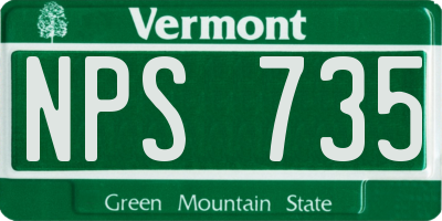 VT license plate NPS735