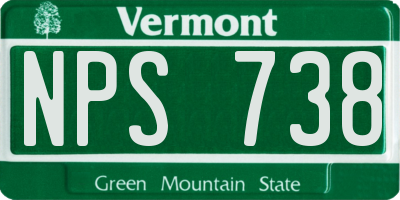 VT license plate NPS738