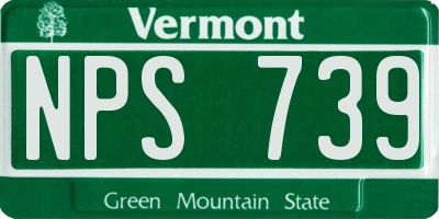 VT license plate NPS739