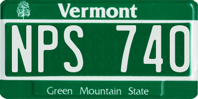 VT license plate NPS740