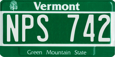 VT license plate NPS742