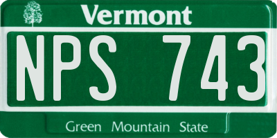 VT license plate NPS743