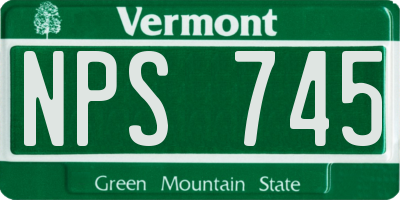 VT license plate NPS745