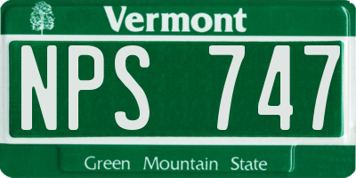 VT license plate NPS747