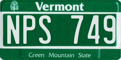 VT license plate NPS749