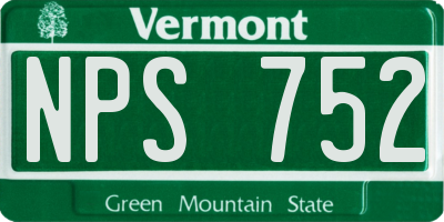 VT license plate NPS752