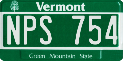VT license plate NPS754