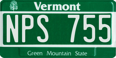 VT license plate NPS755