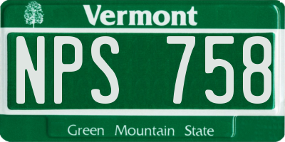 VT license plate NPS758