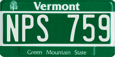 VT license plate NPS759
