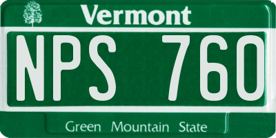 VT license plate NPS760
