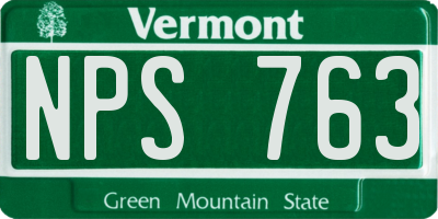 VT license plate NPS763