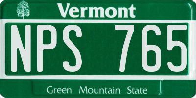 VT license plate NPS765