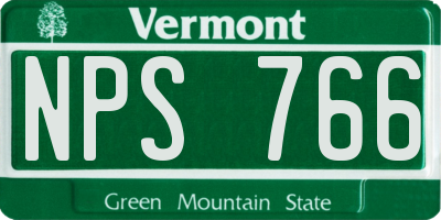 VT license plate NPS766