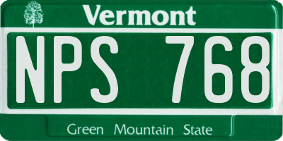 VT license plate NPS768