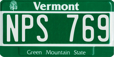 VT license plate NPS769