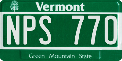 VT license plate NPS770