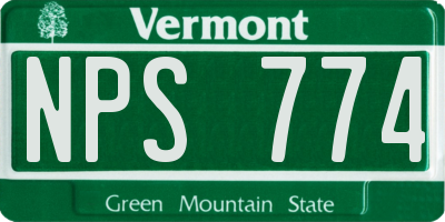 VT license plate NPS774