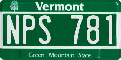 VT license plate NPS781