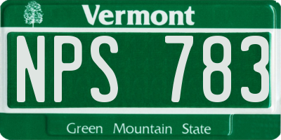 VT license plate NPS783