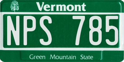 VT license plate NPS785