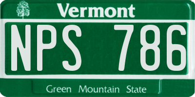 VT license plate NPS786